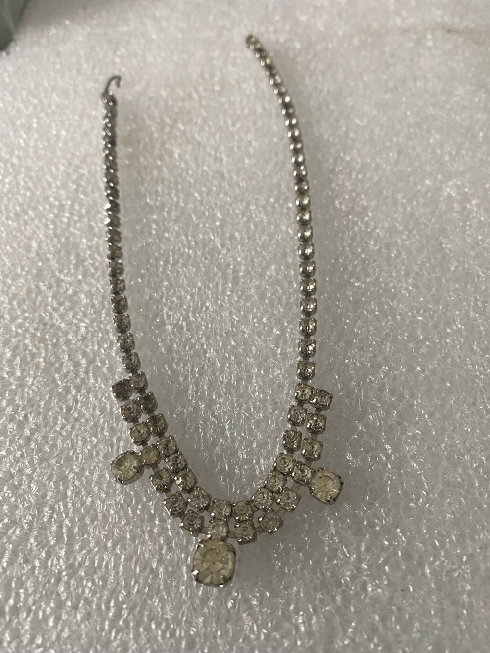 Crystal Accent Silver-Tone Statement Necklace 14 Inches 1940